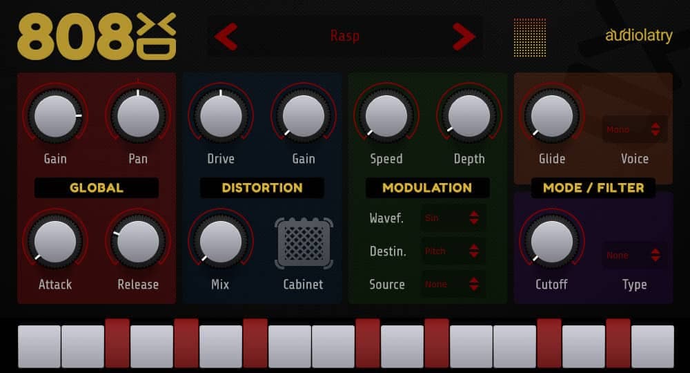 808XD: Free 808 bass VST instrument by Audiolatry